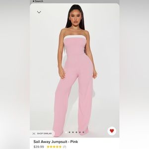 Fashion nova light pink strapless jumpsuit